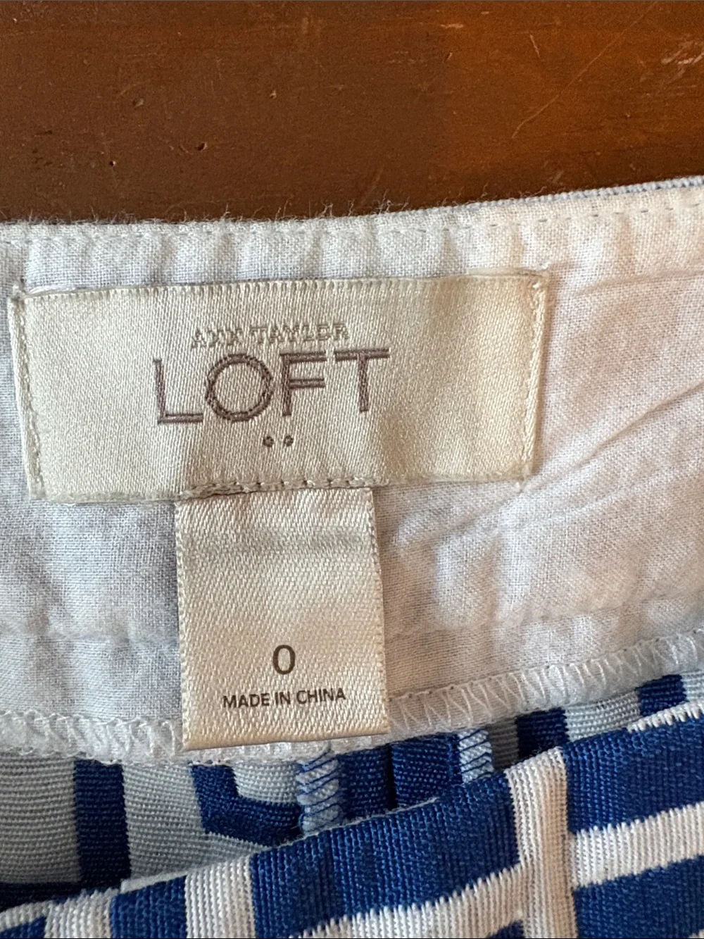 LOFT Blue and White Patterned Skirt